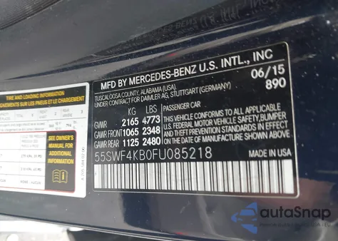 2015 Mercedes-Benz C 300 4Matic/Luxury 4Matic/Sport 4Matic из США, поврежденный, VIN 55SWF4KB0FU085218